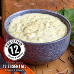 Ready Hour's Creamy Chicken Flavored Rice with emblem "Fortified 12 Essential Vitamins & Minerals"